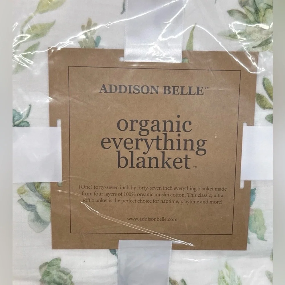 Addison Belle Everything Muslin Baby Blanket 47” X 47” Succulents Theme NWT NEW